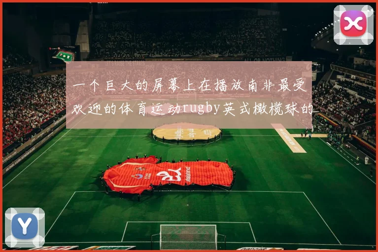 一个巨大的屏幕上在播放南非最受欢迎的体育运动rugby英式橄榄球的比赛